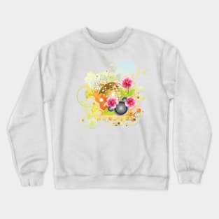 Tropical party poster with hibiscus and guitar Crewneck Sweatshirt